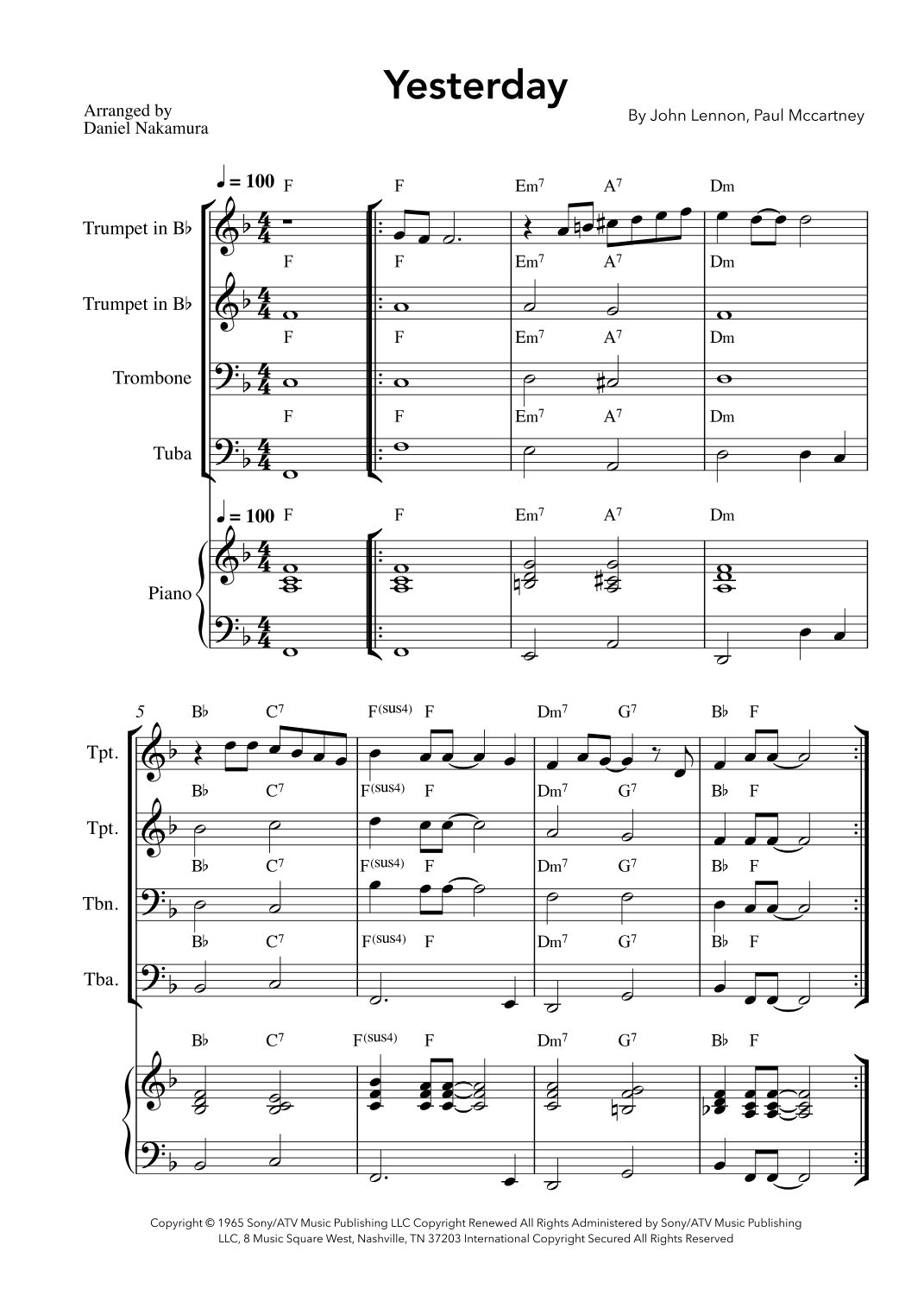 Yesterday (arr. Daniel Nakamura)