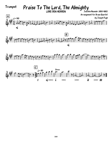 Praise To The Lord, The Almighty (Brass Quartet) (arr. Joseph Pugh)