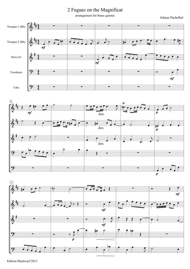 Pachelbel 2 Fugues (arr. Edition Maulwurf)