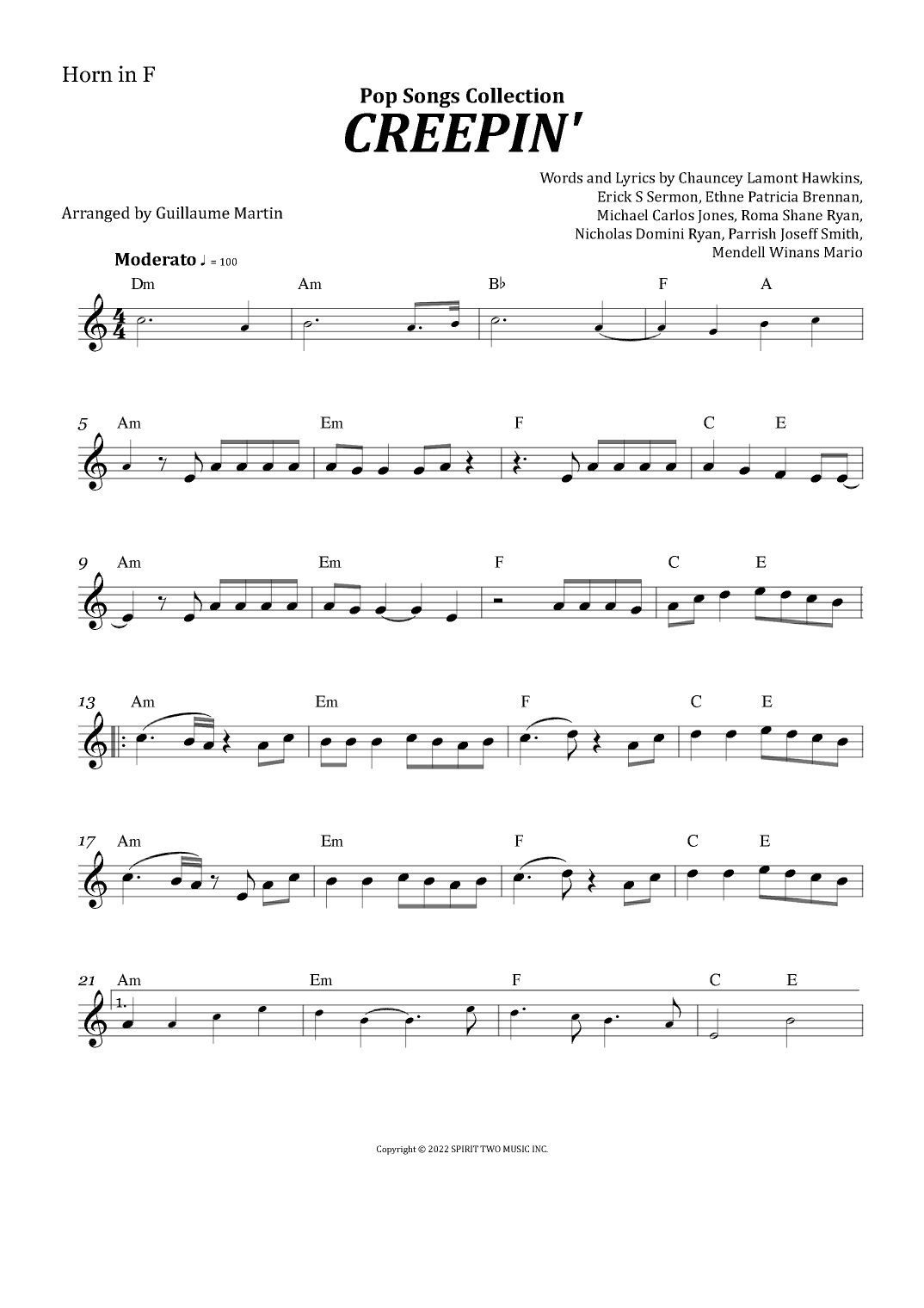 Creepin' (with The Weeknd & 21 Savage) (arr. Guillaume Martin)