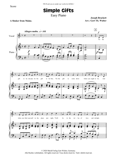 Simple Gifts (arr. Gert Th. Walter)