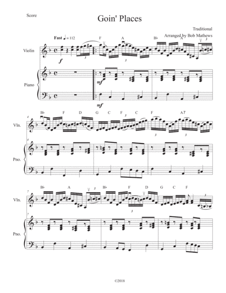 Goin' Places for Fiddle and piano (arr. Bob Mathews)