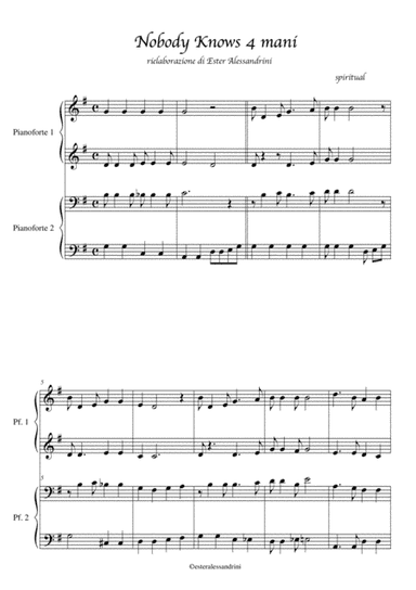 Nobody Knows-Spiritual. Piano for 4 hands (arr. Ester Alessandrini)