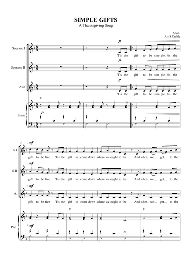 Simple Gifts (A Thanksgiving Song) (arr. SCMusic)