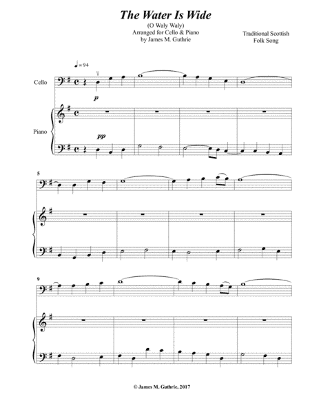The Water is Wide for Cello & Piano (arr. James M. Guthrie)