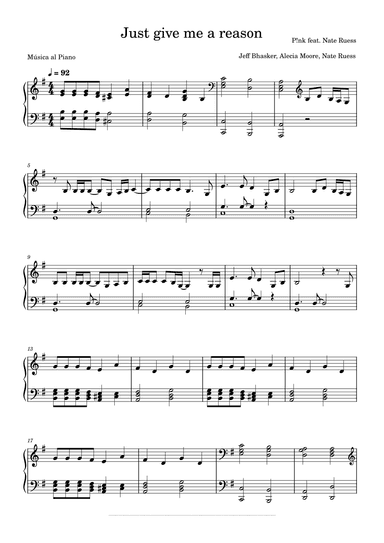 Just Give Me A Reason (arr. Música al Piano)