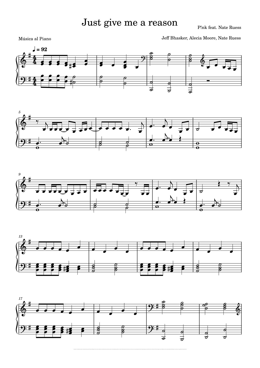 Just Give Me A Reason (arr. Música al Piano)