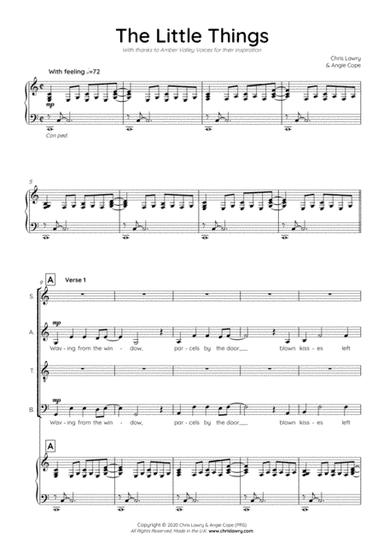 The Little Things - (The Lockdown Song) - SATB Choir with piano accompaniment - Chris Lawry