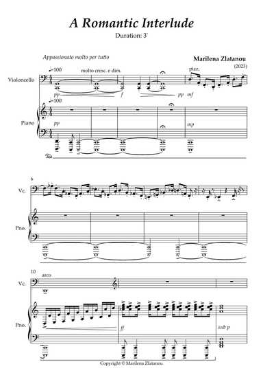 A ROMANTIC INTERLUDE, for violoncello and piano