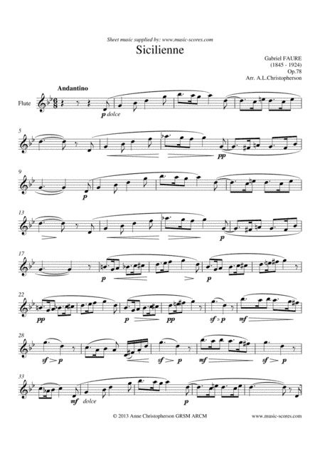 Fauré: Sicilienne - Flute (unaccompanied) (arr. Anne L Christopherson GRSM ARCM)