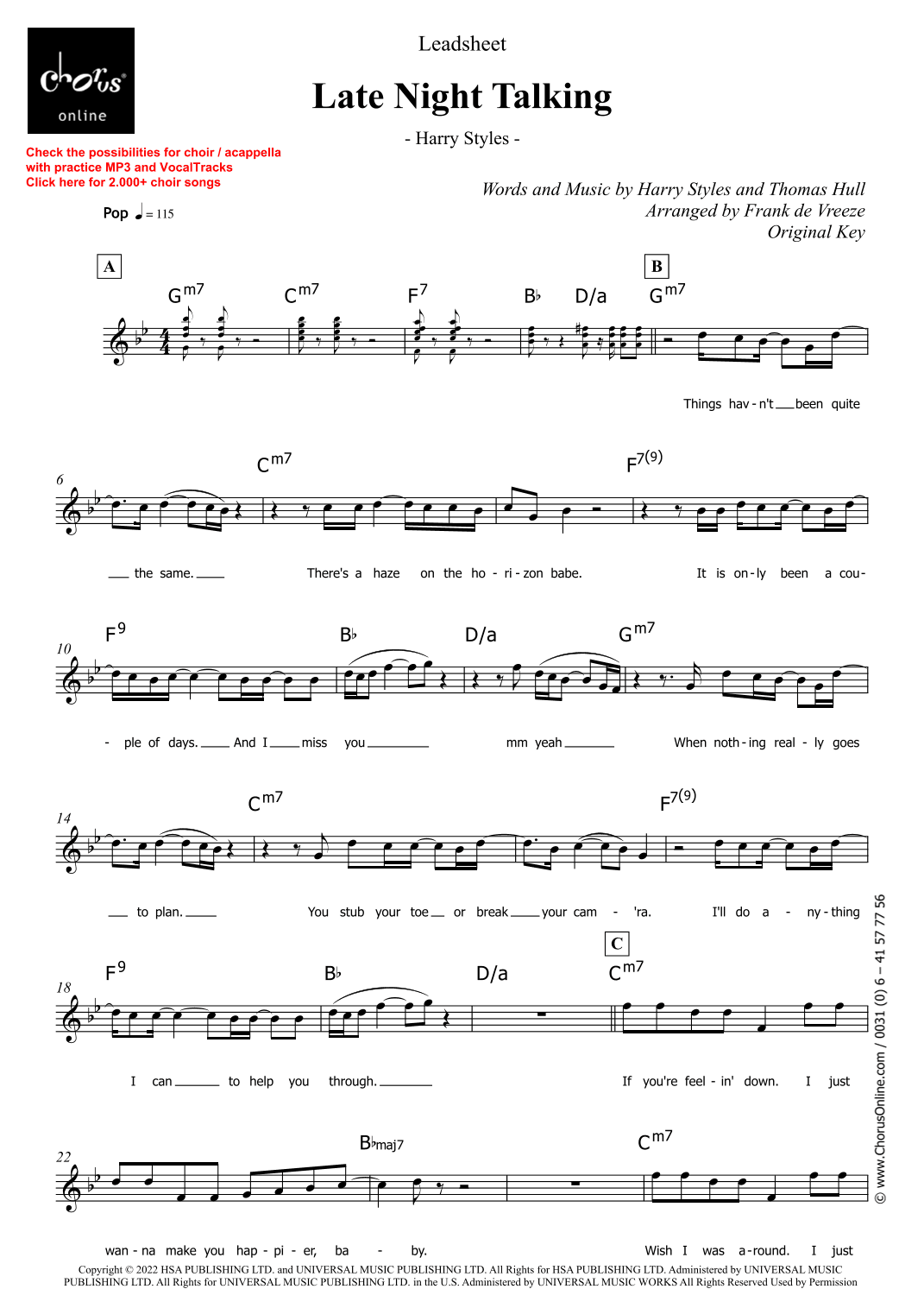 Late Night Talking (arr. Frank de Vreeze)