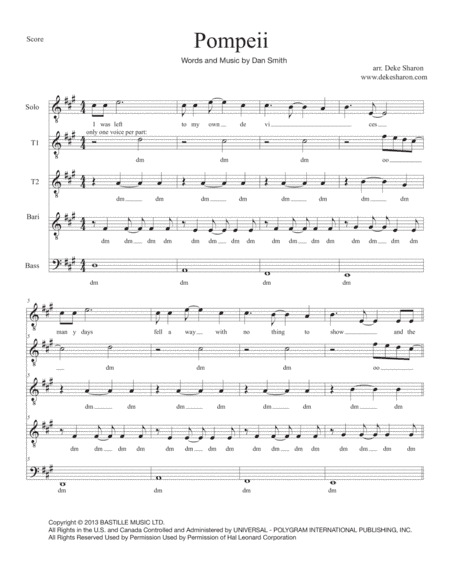Pompeii (arr. Deke Sharon)