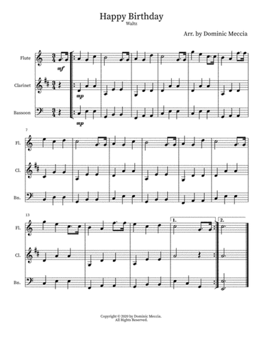 Happy Birthday (Waltz) (arr. Dominic Meccia)