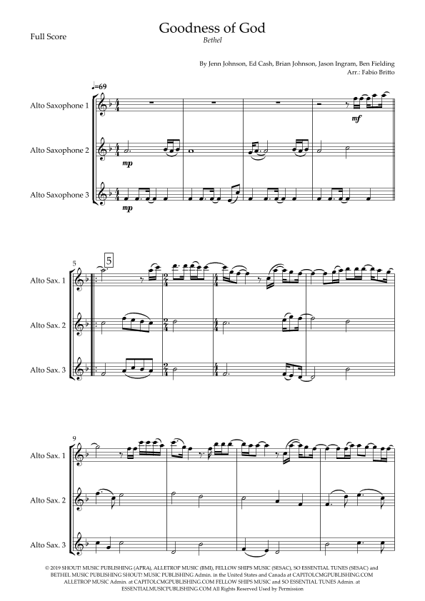 Goodness Of God (arr. Fabio Britto)