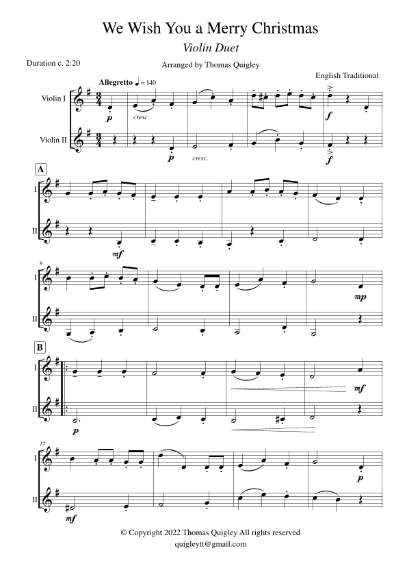 We Wish You a Merry Christmas (arr. Thomas Quigley)