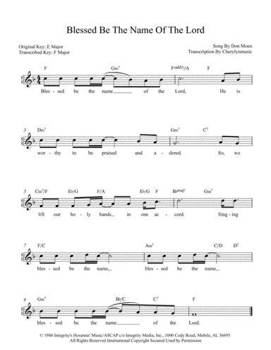 Blessed Be The Name Of The Lord (arr. Cherylynmusic)