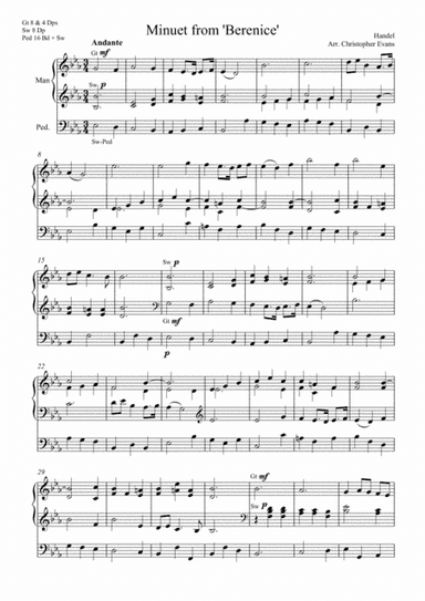 Minuet From Berenice arranged for Organ Solo (arr. Christopher Evans)
