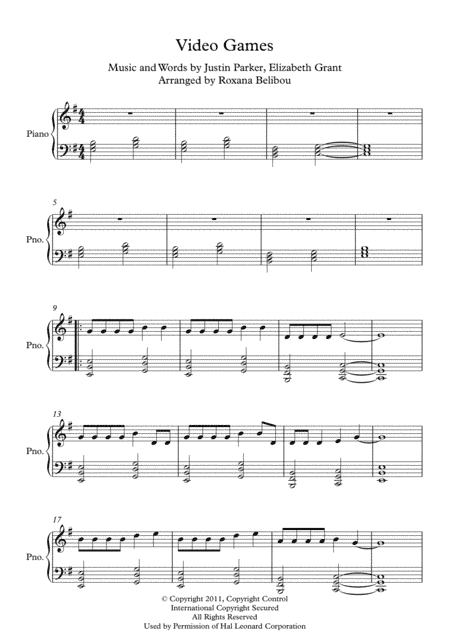 Video Games (arr. Roxana Belibou)