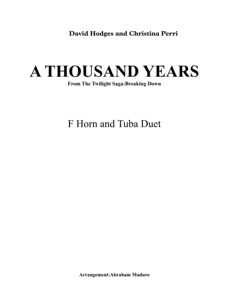 A Thousand Years (arr. Abraham Maduro)