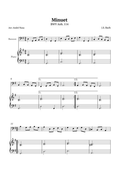 Minuet in G BWV Anh. 114 (arr. André Nusa)
