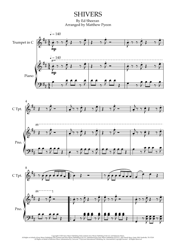 Shivers (arr. Matthew pyeon)