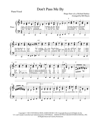 Don't Pass Me By (arr. Arranged by Bill Hayes)