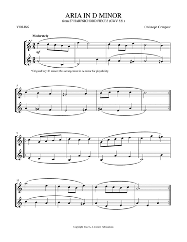 Aria in D Minor (from 27 Harpsichord Pieces) (arr. Mark Phillips)