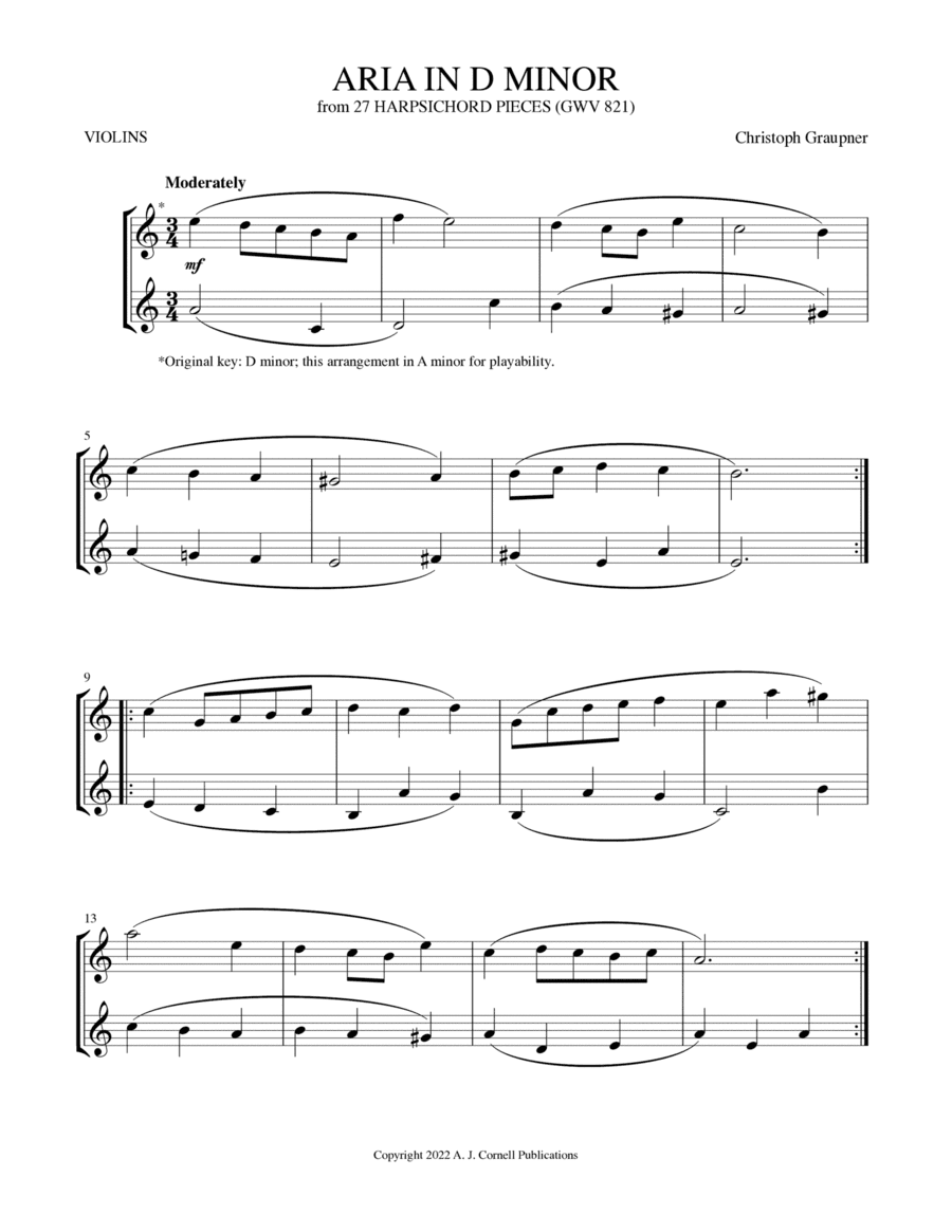 Aria in D Minor (from 27 Harpsichord Pieces) (arr. Mark Phillips)