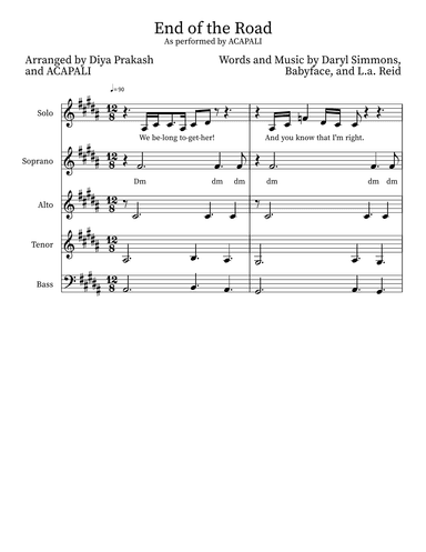 End Of The Road (arr. Diya Prakash & ACAPALI)
