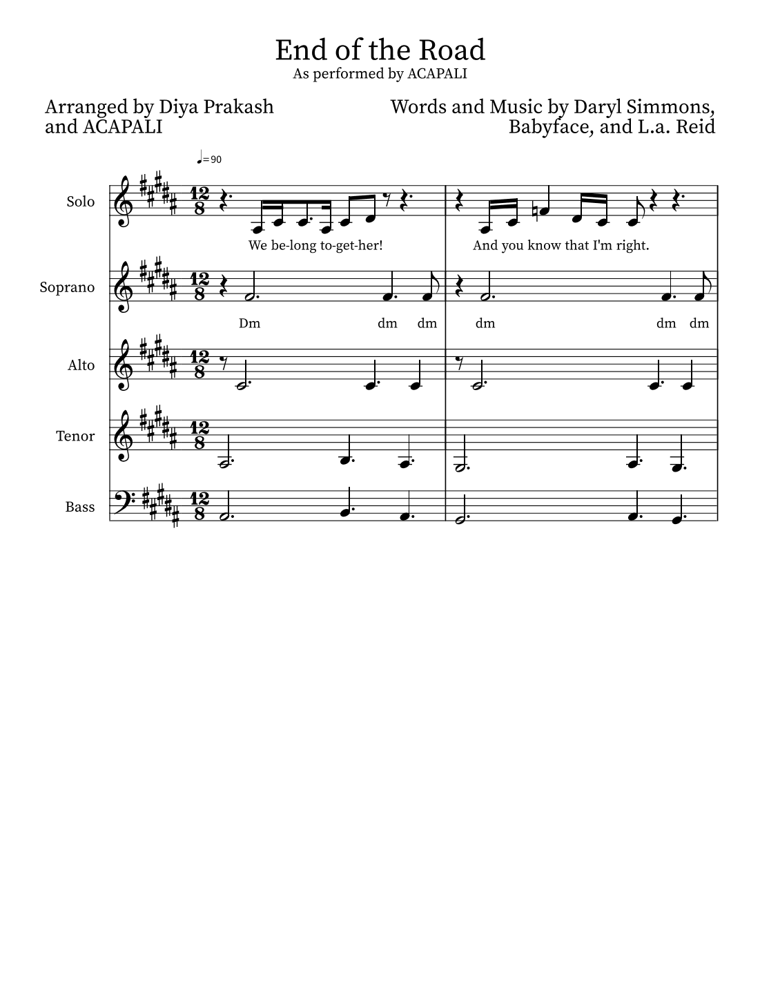 End Of The Road (arr. Diya Prakash & ACAPALI)