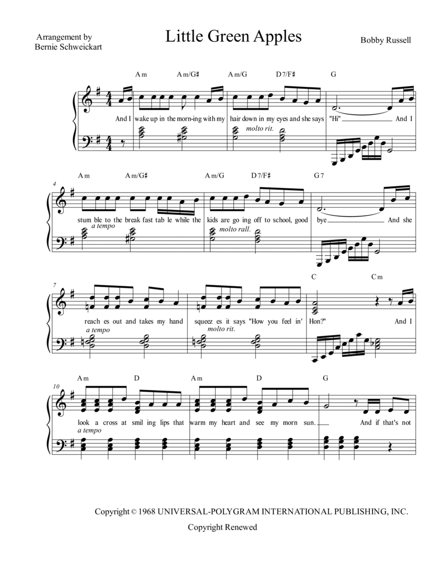 Little Green Apples (arr. Bernie Schweickart)