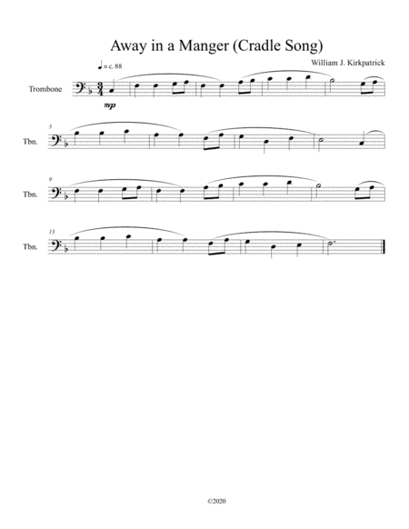 Away in a Manger (Cradle Song) for solo trombone (arr. B C Dockery)