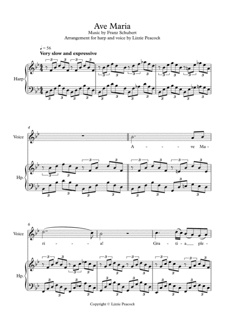 Ave Maria - Pedal Harp and Voice (arr. Lizzie Peacock)