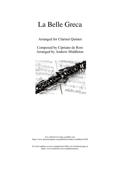 La Bella Grece arranged for Clarinet Quintet (arr. Andrew Middleton)