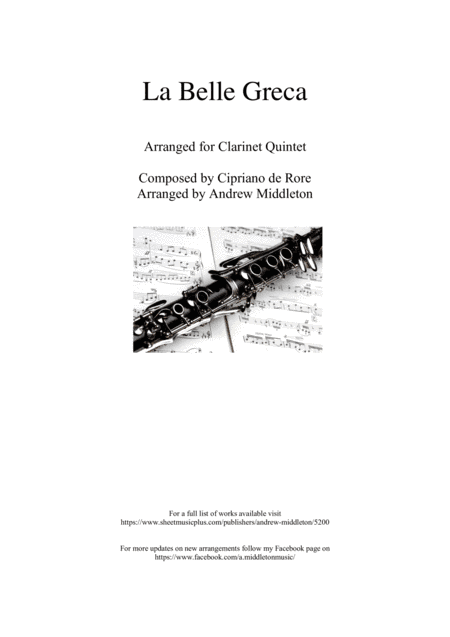 La Bella Grece arranged for Clarinet Quintet (arr. Andrew Middleton)