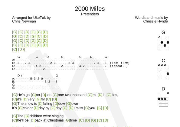 2000 Miles (arr. UkeTok)