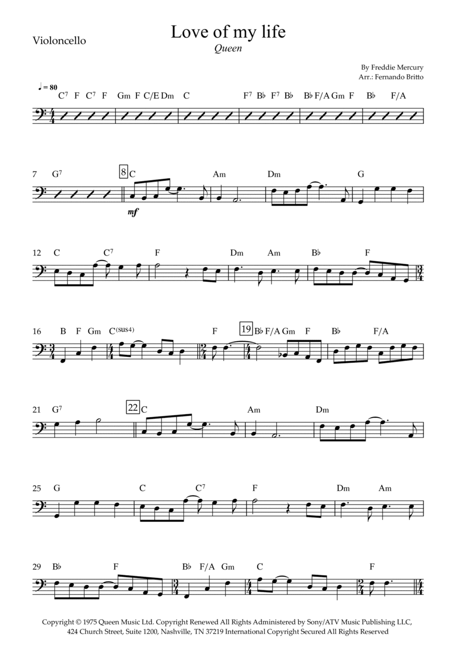 Love Of My Life (arr. Fernando Britto)