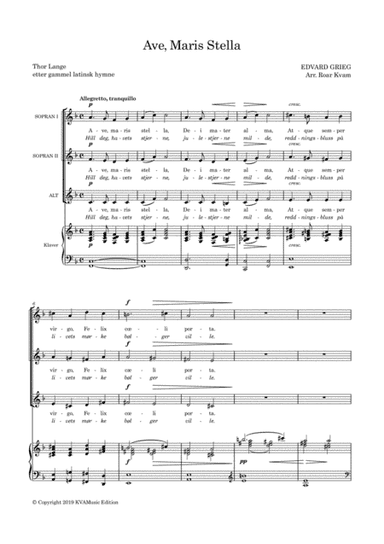 Grieg: Ave, Maris Stella (SSA choir and Piano) (arr. Roar Kvam)