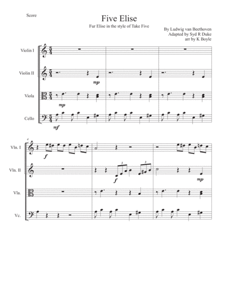Für Elise (arr. Karlie Boyle, Syd R Duke)