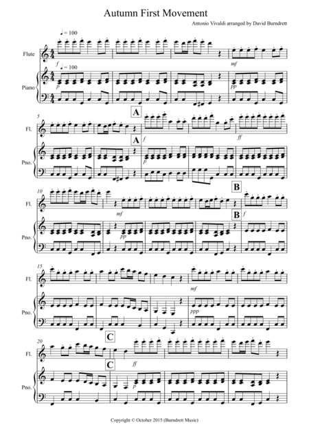 Autumn "Four Seasons" for Flute and Piano (arr. David Burndrett)