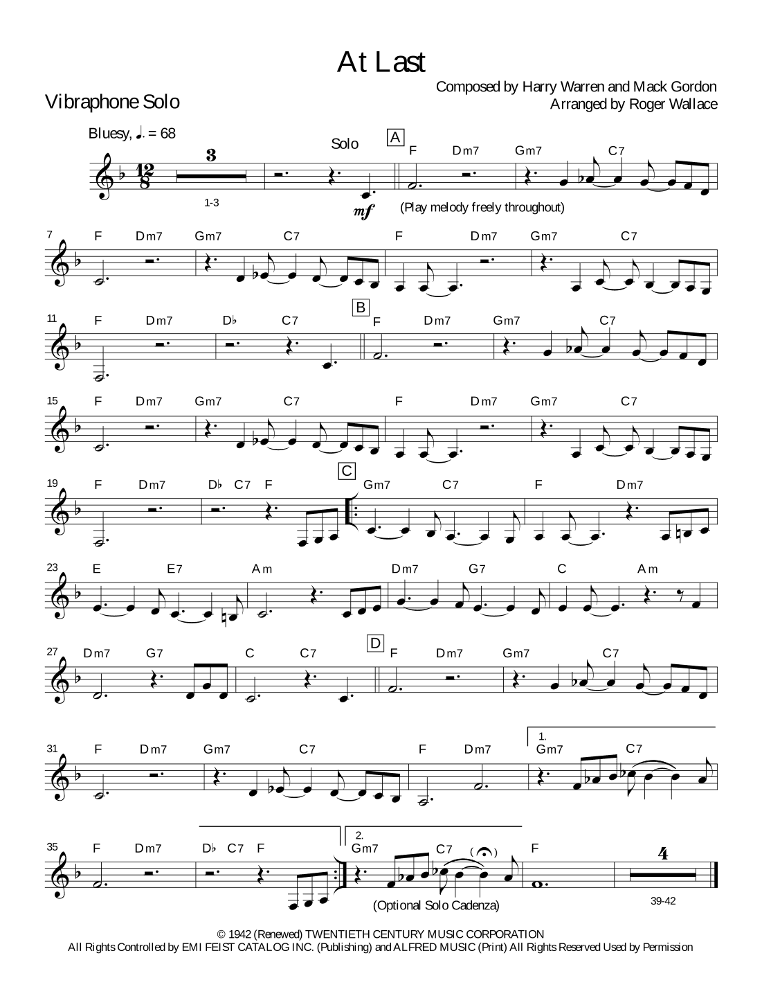 At Last (arr. Roger Wallace)