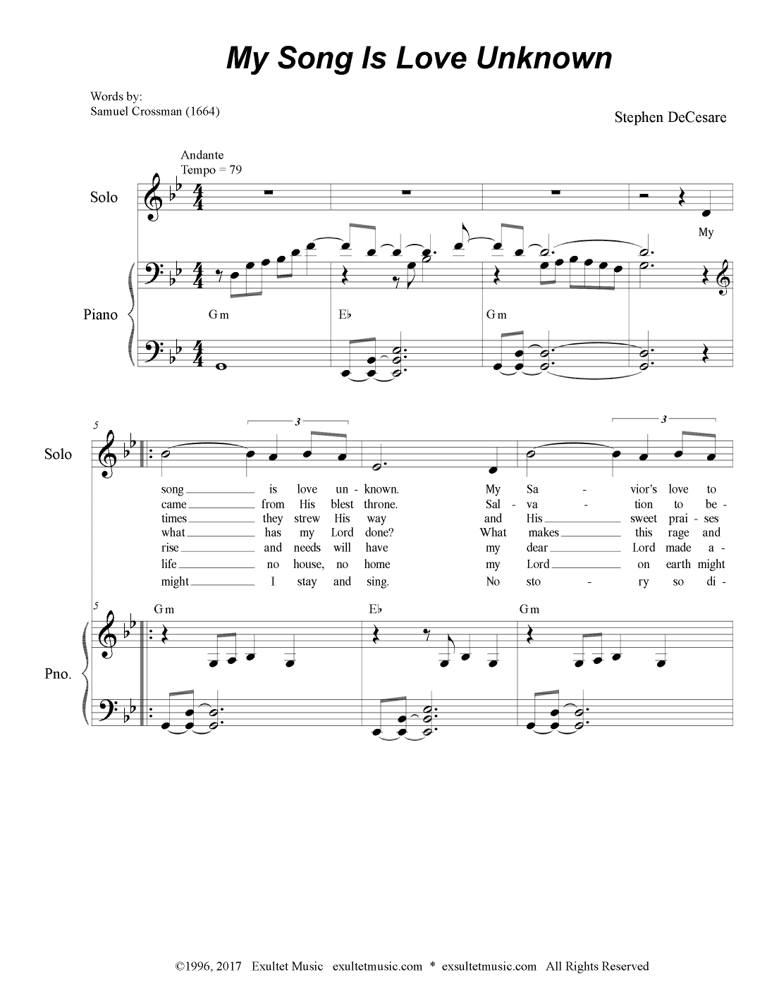 My Song Is Love Unknown (Vocal Solo - High Key)