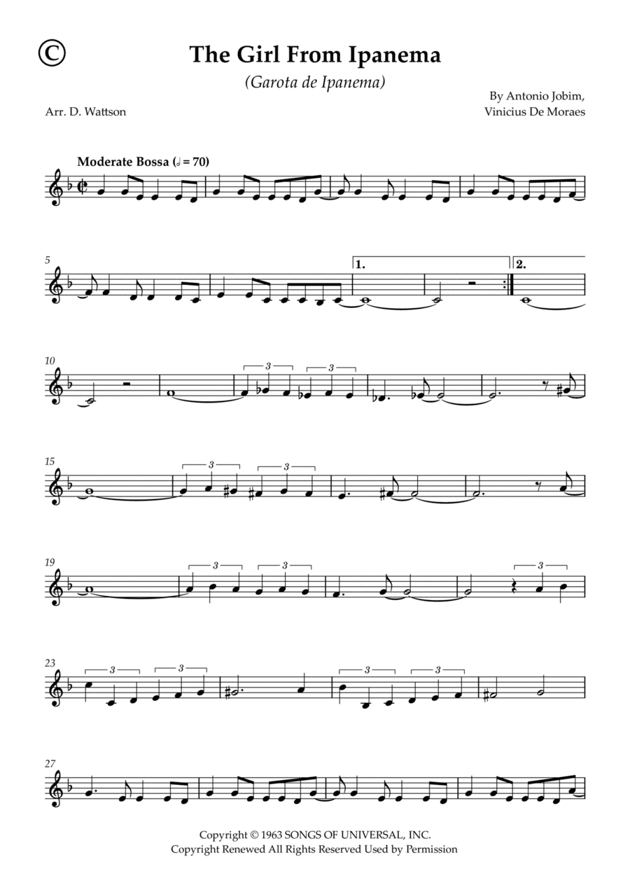 Garôta De Ipanema (arr. Douglas Wattson)