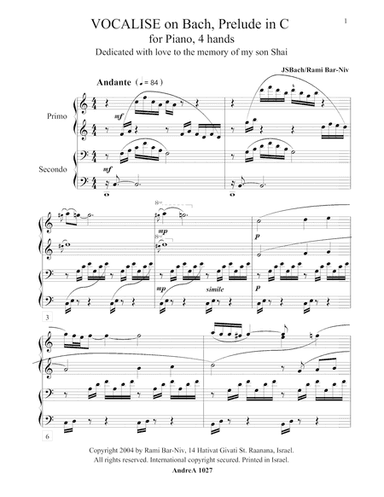 Vocalise Duet on Bach, Prelude in C