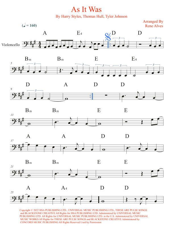 As It Was (arr. Rene Alves)