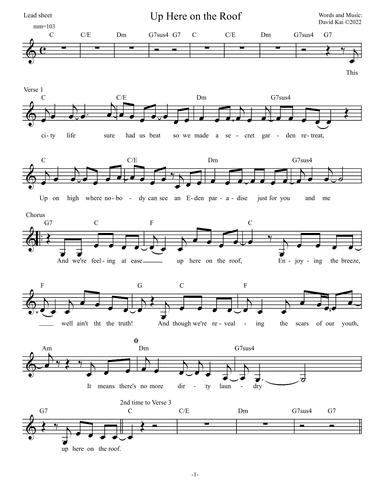 Up Here on the Roof (lead sheet and accompaniment)