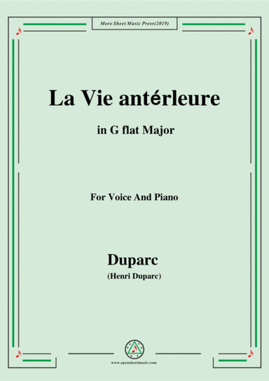 Duparc-La Vie antérleure in G flat Major (arr. MSM)