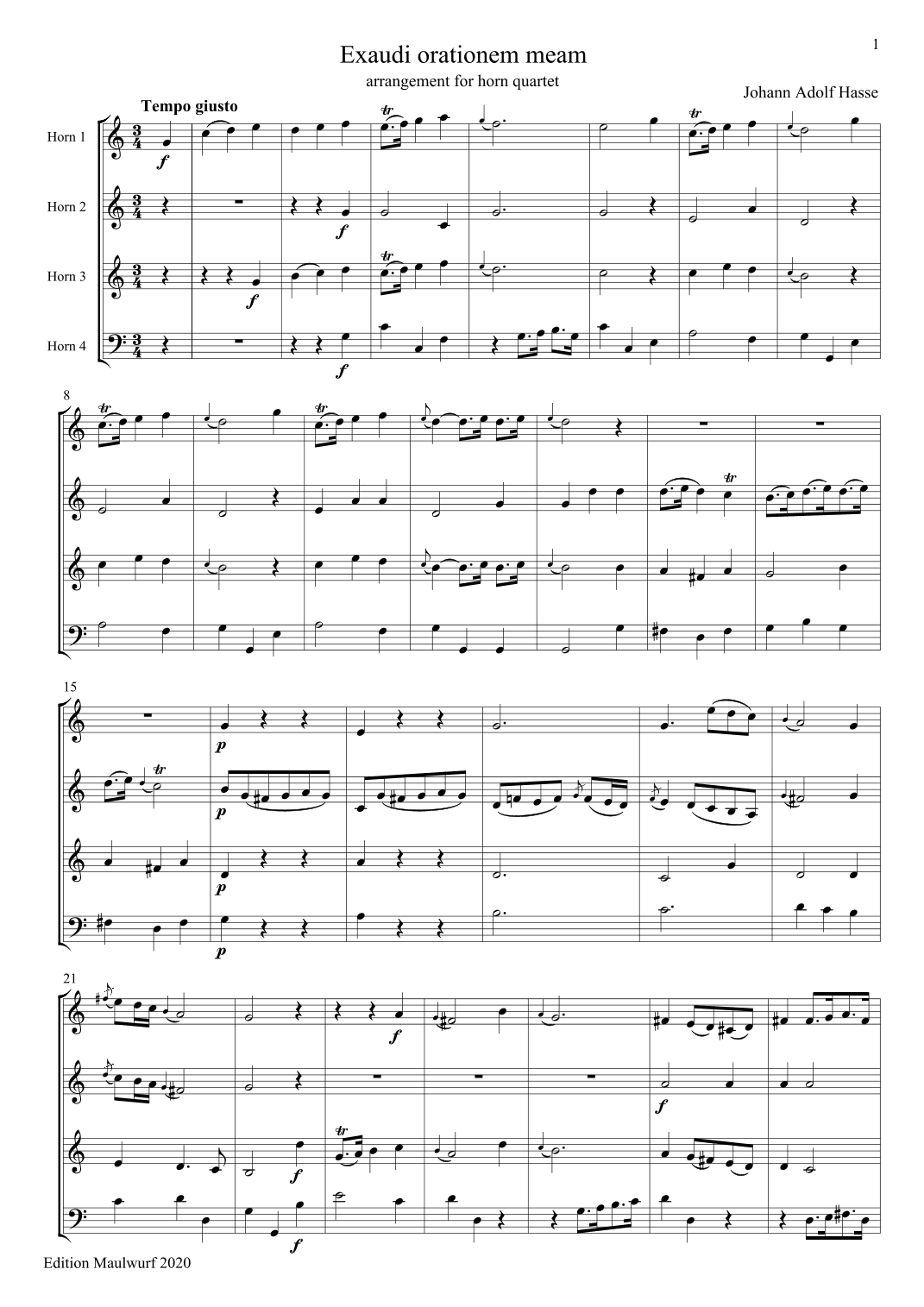 Exaudi orationem meam (arr. Edition Maulwurf)