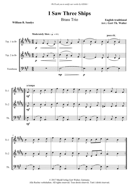 I Saw Three Ships (arr. Gert Th. Walter)