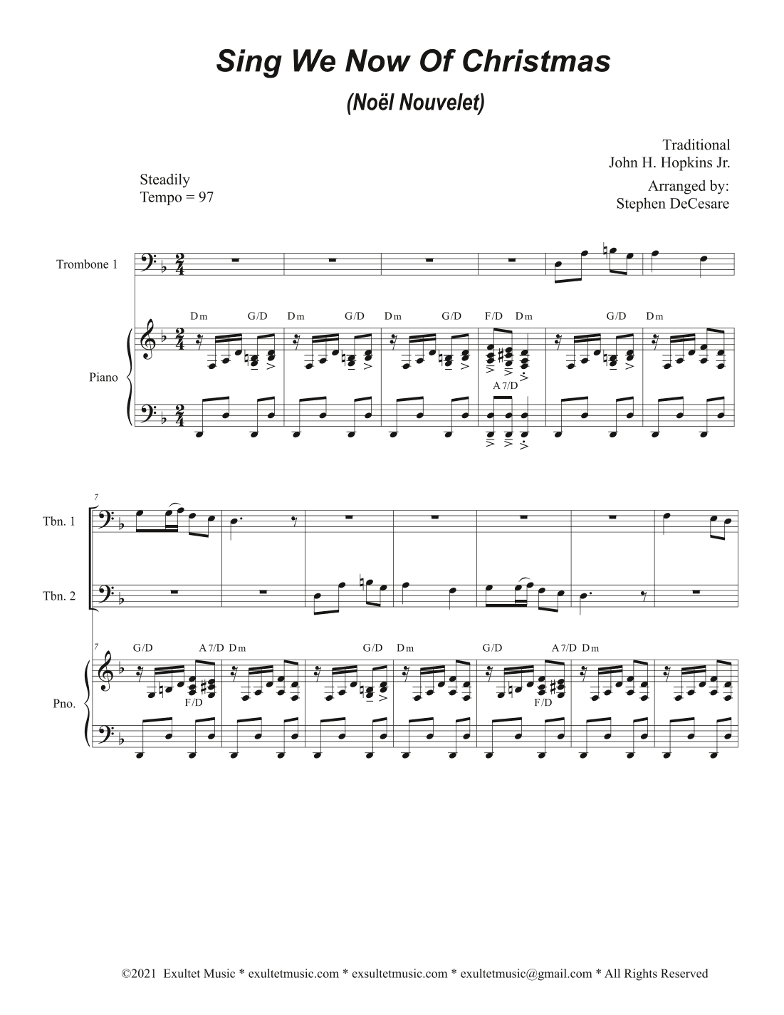 Sing We Now Of Christmas (Noël Nouvelet) (Trombone Duet) (arr. Stephen DeCesare)